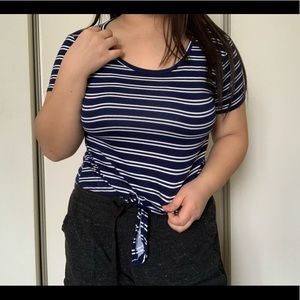 Navy and white striped shirt